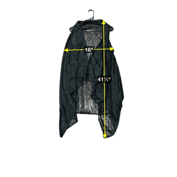 Black Lace Open Front Long Kimono Cardigan Wrap Paisley Print Whimsigoth Witchy - Picture 7 of 8